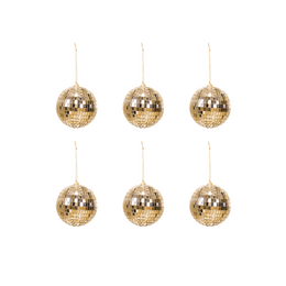 Kerstdecoratie - Kersthanger - Discobal - Schuim - Set van 6 - Goud - 6x6x6cm
