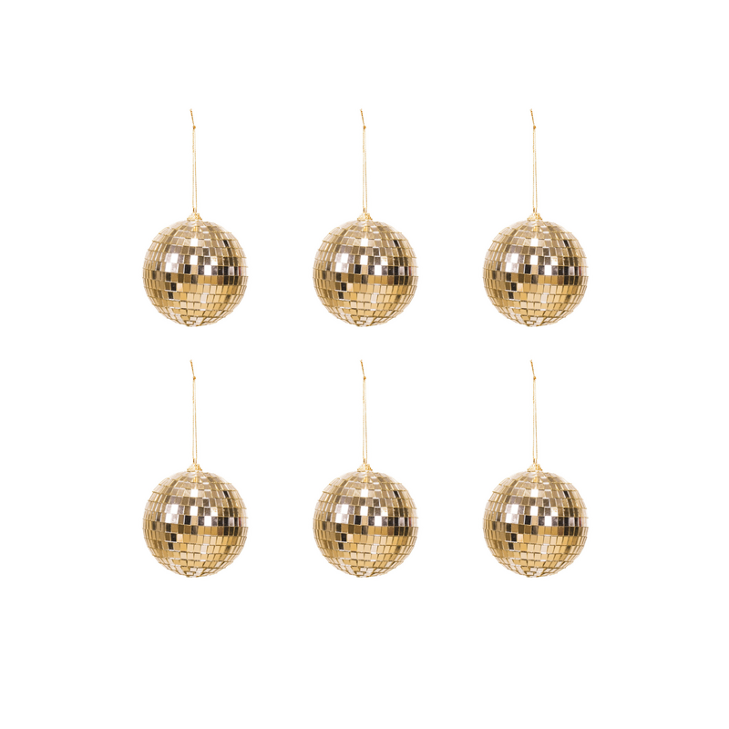 Christmas Decoration - Christmas Hanger - Discoball - Foam - Set of 6 - Gold - 6x6x6cm