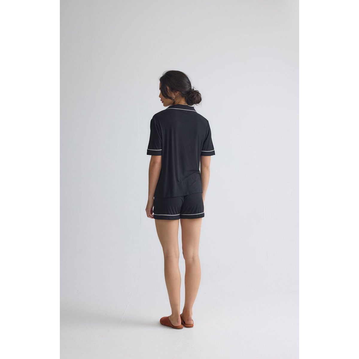 Bambus-Hemd-Shorts-Set in Schwarz