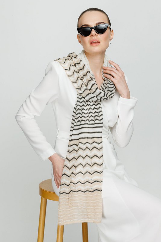 Cybele Shawl Ecru-Beige-Black