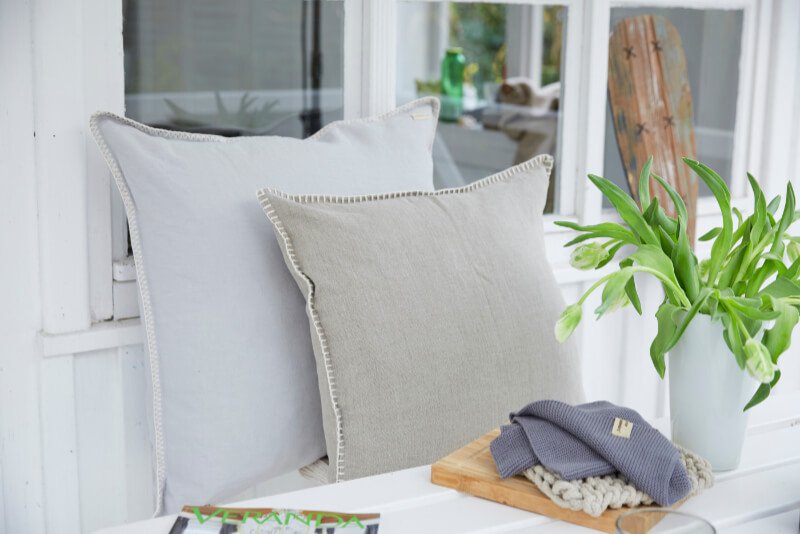 Cushion cover with stitch - Nature - 50cm x 50cm - linen