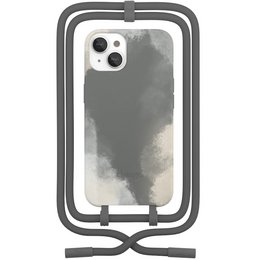 This iPhone 13 smartphone case features a tie-dye or batik-inspired design in a dove white color. The case has a durable, protective frame and is compatible with the iPhone 13 model.