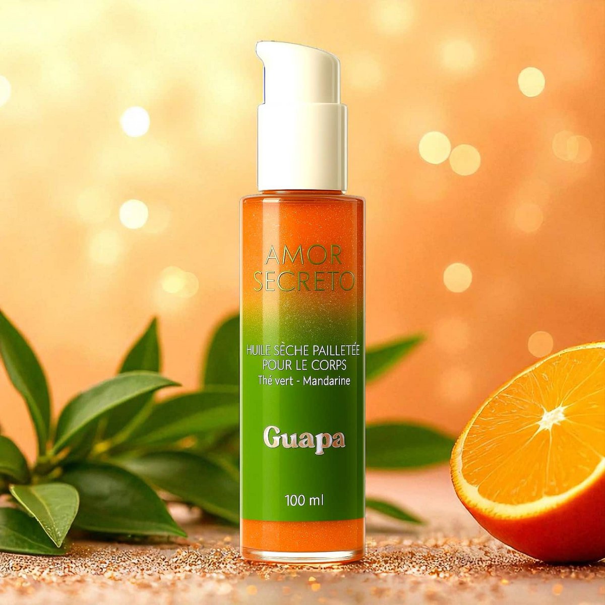 Glitzerndes trockenes Körperöl – GUAPA – Grüner Tee/Mandarine
