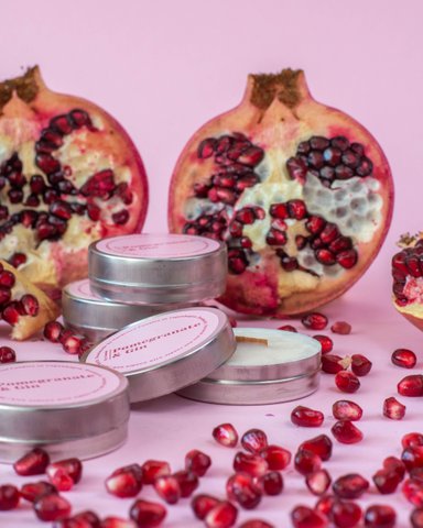 Mini-Soja-Duftkerzen, Granatapfel & Gin