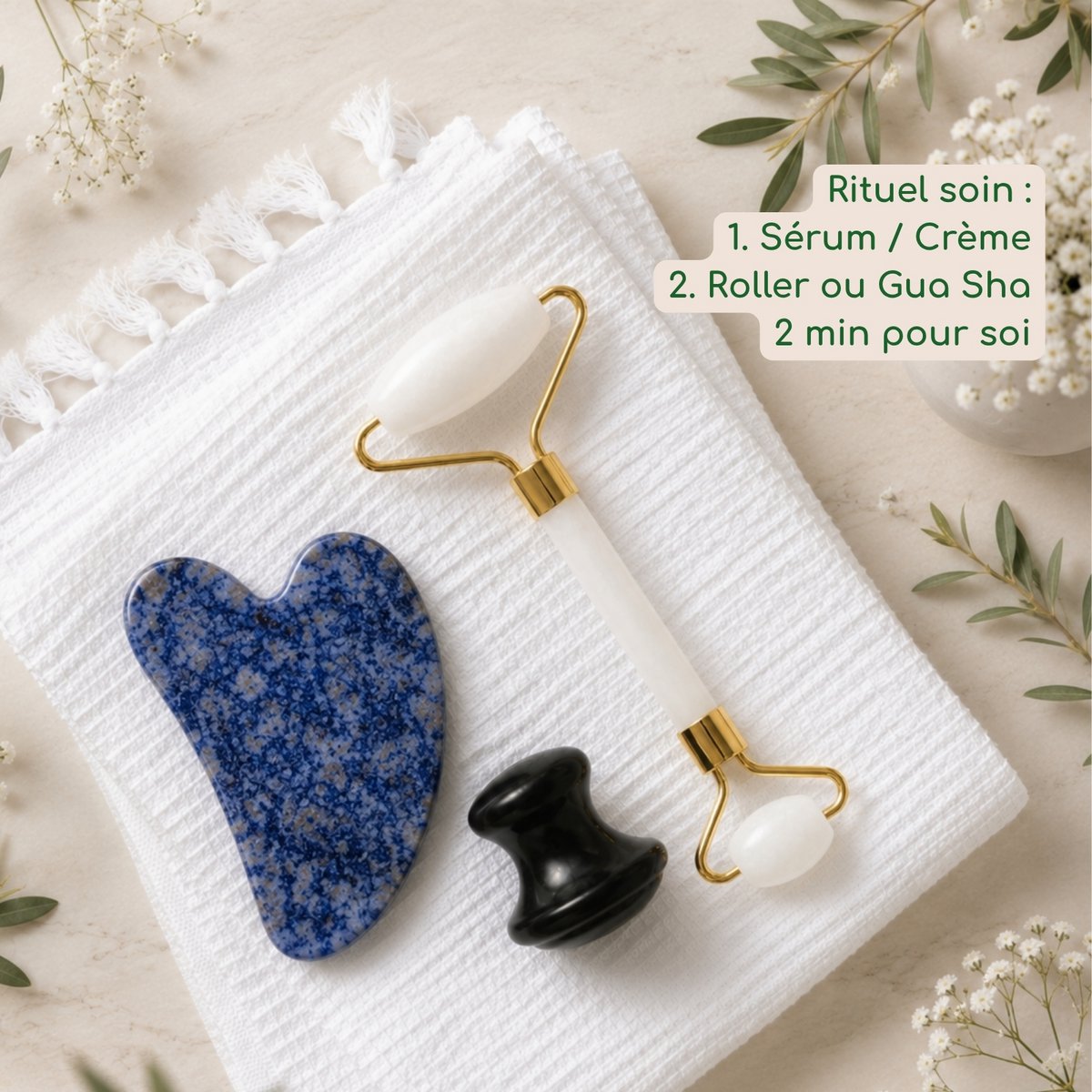 Champi Gua Sha – Black Serpentine – Relaxing Facial Massage – Repair, Soothing – Natural Stone – Gift Idea