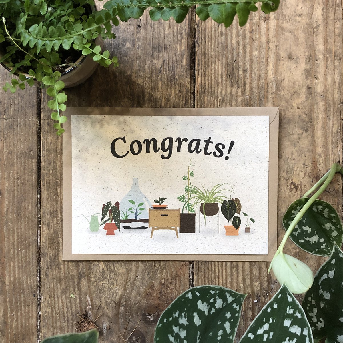 Ansichtkaart + Envelop Gefeliciteerd!