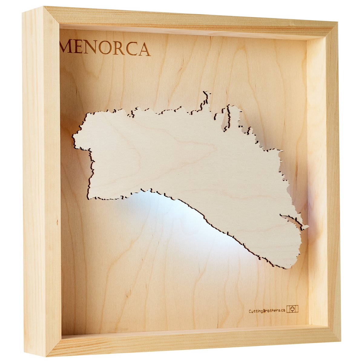 MENORCA - MAPA DE LUZ DE ISLA DE MADERA (LED) 3D