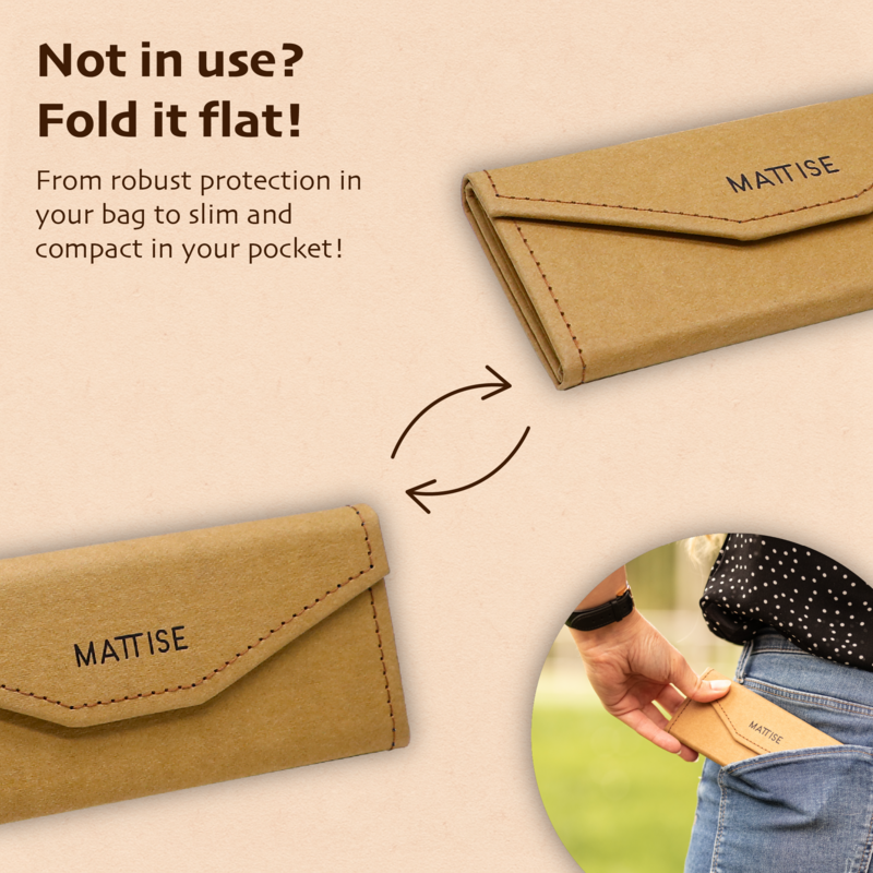 Handmade Glasses Case made of Kraft Paper — Foldable Glasses Case for Women and Men — Vegan Hard Case Eyewear Box — Eco-friendly Glasses Pouch — Unisex