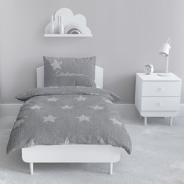 Beaver bed linen set 135x200cm saying in gray white