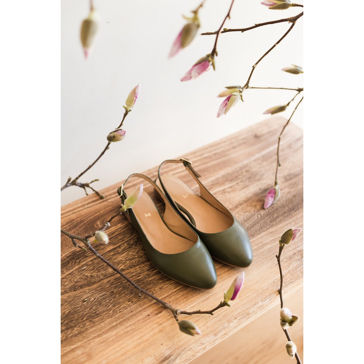 Lederballerinas - Oriana - Olivgrün 35-42