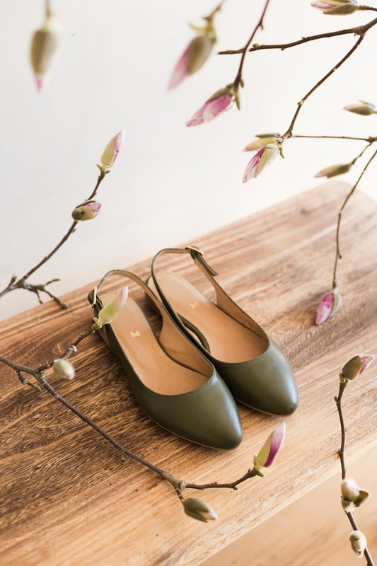 Lederballerinas - Oriana - Olivgrün 35-42