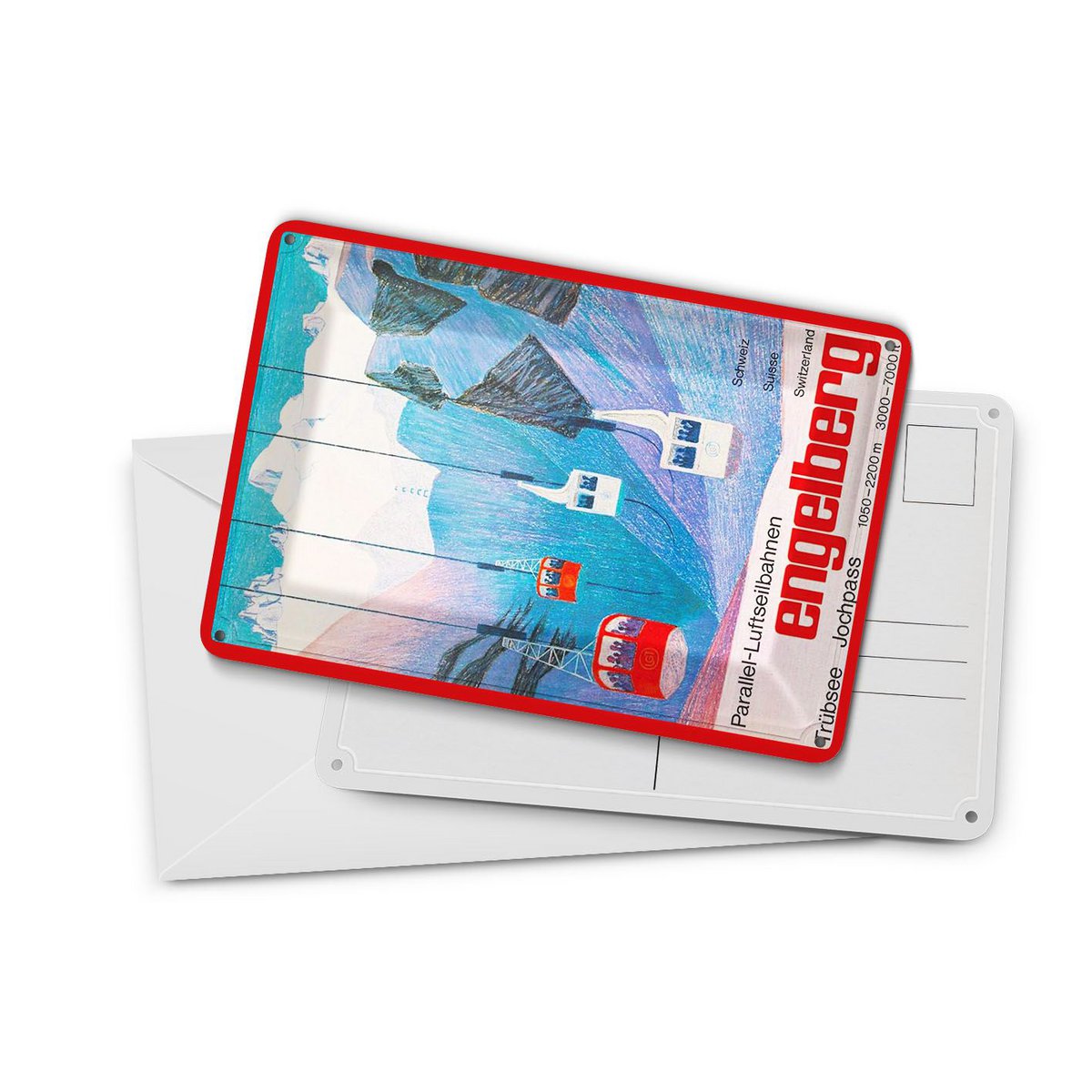 Cartolina da viaggio in latta 10x14 cm Insegna decorativa funivia parallela di Engelberg