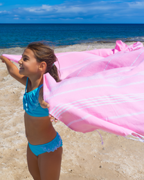 TELO TO GO IPANEMA KIDS Telo mare in cotone 180x100 cm | Senza sabbia | Rosa | con confezione regalo