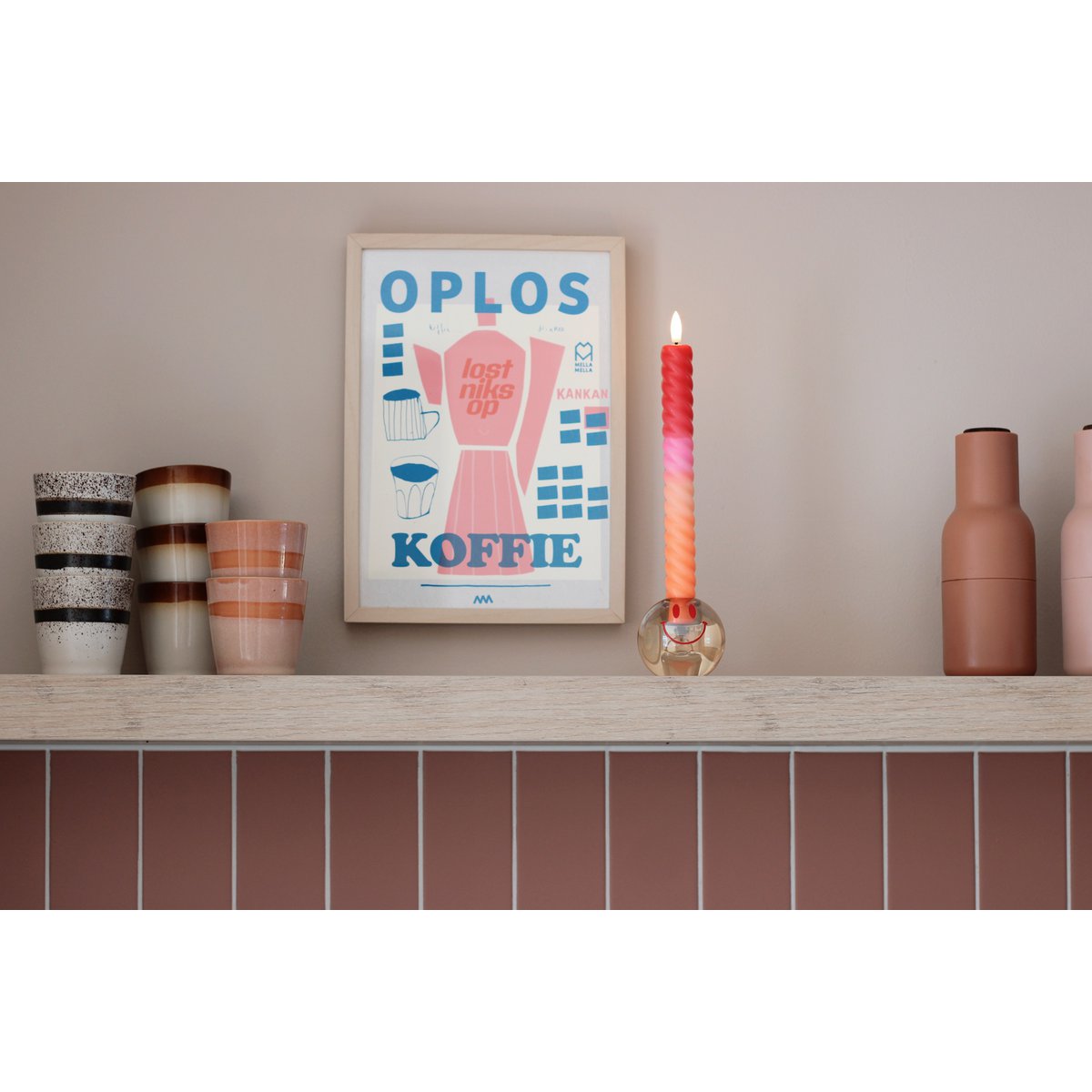 LED Swirl Kaars Red Orange - Set of 2