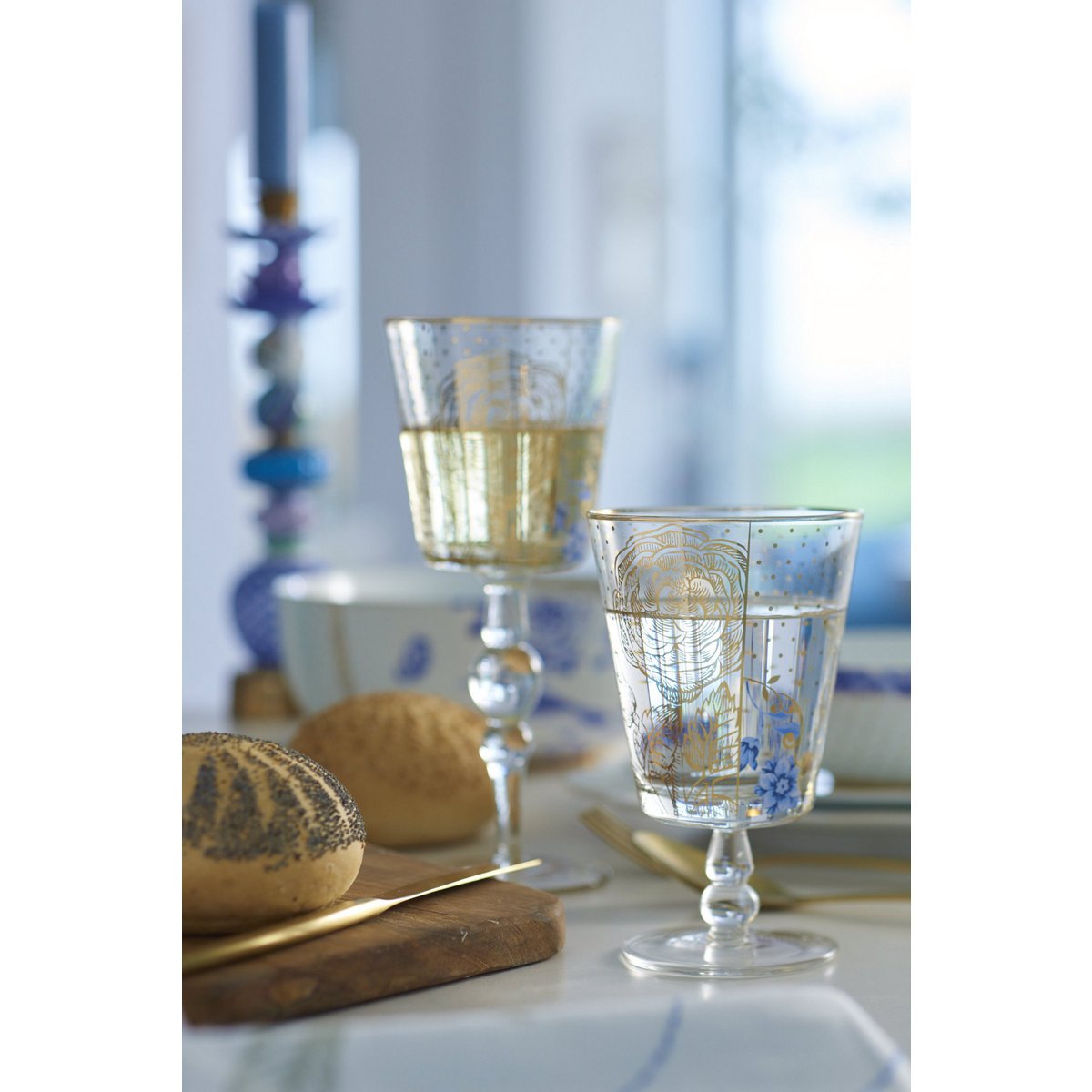 Wine Glass o/f Royal Golden Flower 360ml