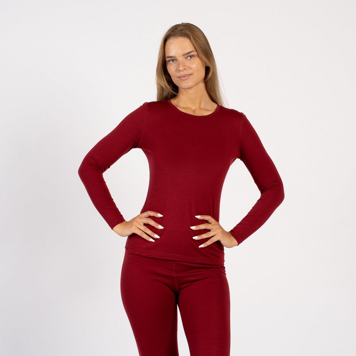 Conjunto Manga Larga Mujer 160 Merino Royal Cherry