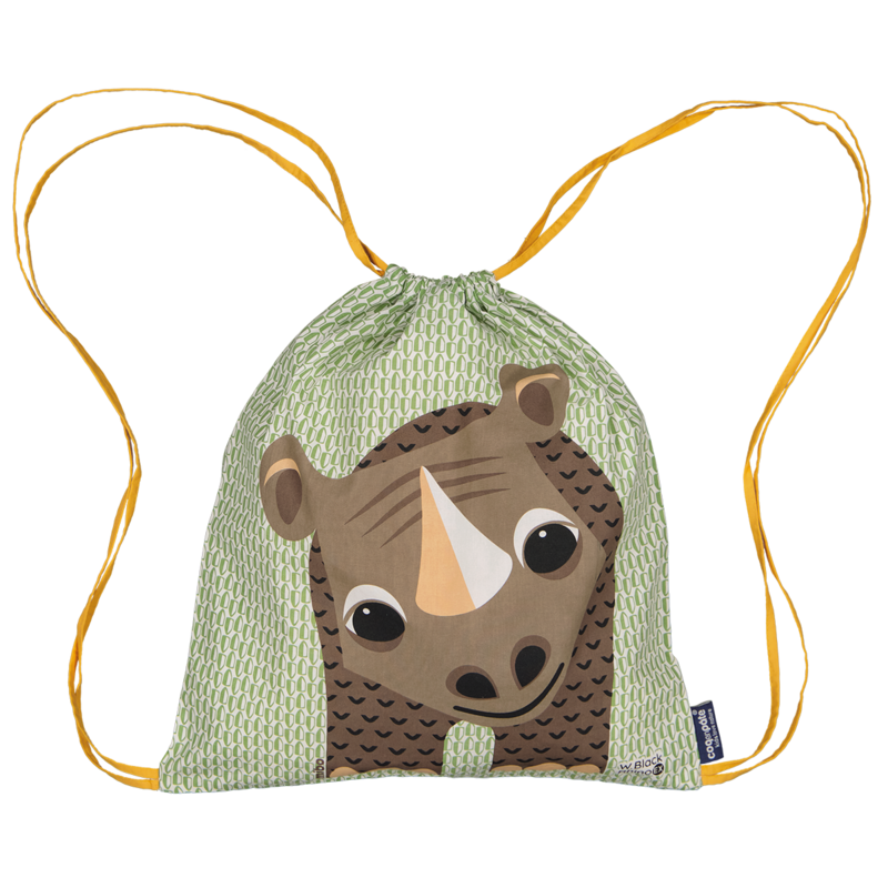 Children's activity bag, organic cotton, rhinoceros