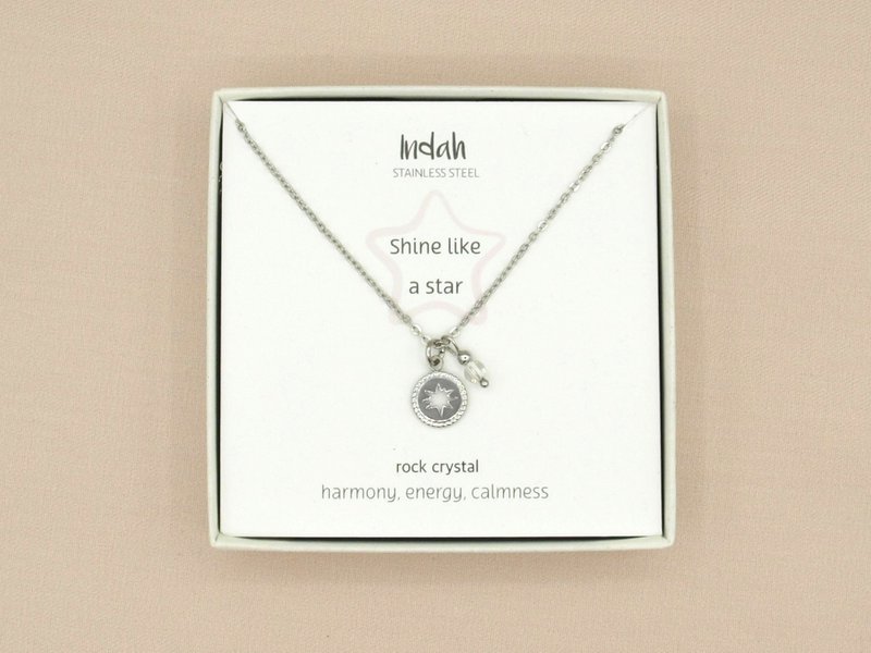 Ketting rock, ster berg kristal, zilver of goud stainless steel
