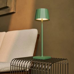 Kombi-Set Profi | 8 x Wouter Sage Green wiederaufladbare Tischlampen und Ladestation