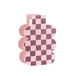 PINK CHECK MATE - vaso in legno, arredamento dopamina, vaso divertente per fiori