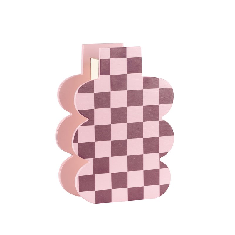 PINK CHECK MATE - vaso in legno, arredamento dopamina, vaso divertente per fiori