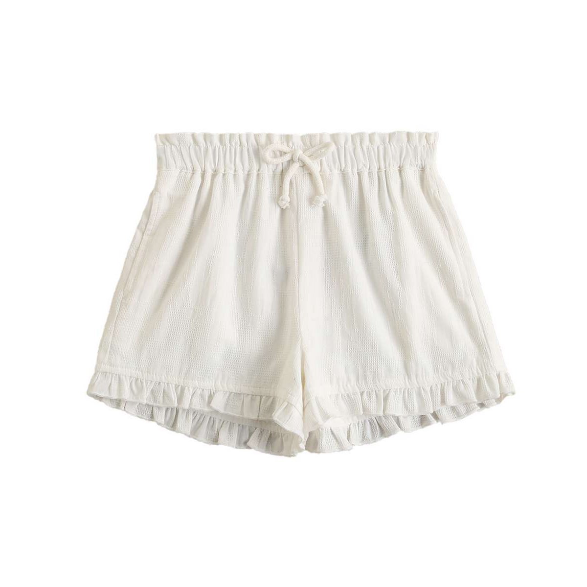Girl's white shorts with elasticated waistband sleeved shirt and bloomer shorts set F166-21208151