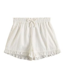 Conjunto de niña de pantalón corto blanco con cinturilla elástica, camisa con mangas y bombacho F166-21208151