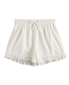 Weiße Mädchen-Shorts mit elastischem Bund, Ärmelshirt und Bloomer-Shorts im Set F166-21208151