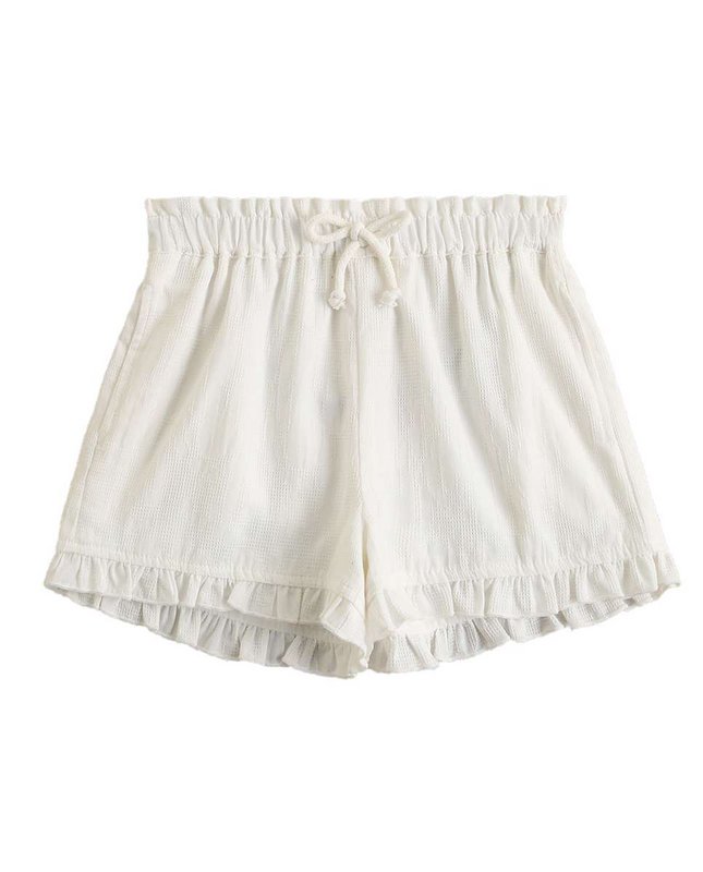 Girl's white shorts with elasticated waistband sleeved shirt and bloomer shorts set F166-21208151