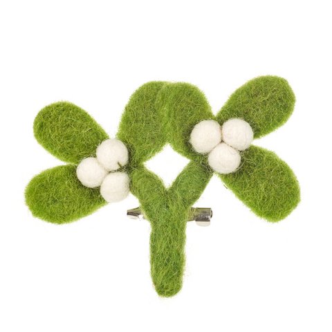 Handgemachte Filz Fair Trade Mistel Brosche Weihnachtsaccessoire
