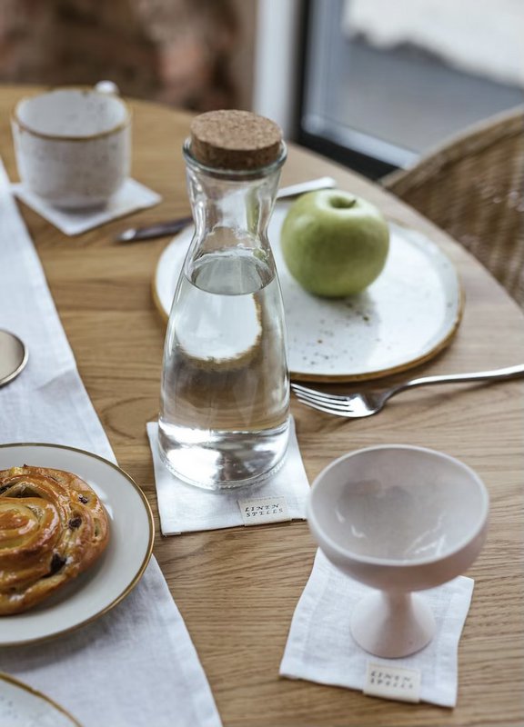White linen coaster set of 4