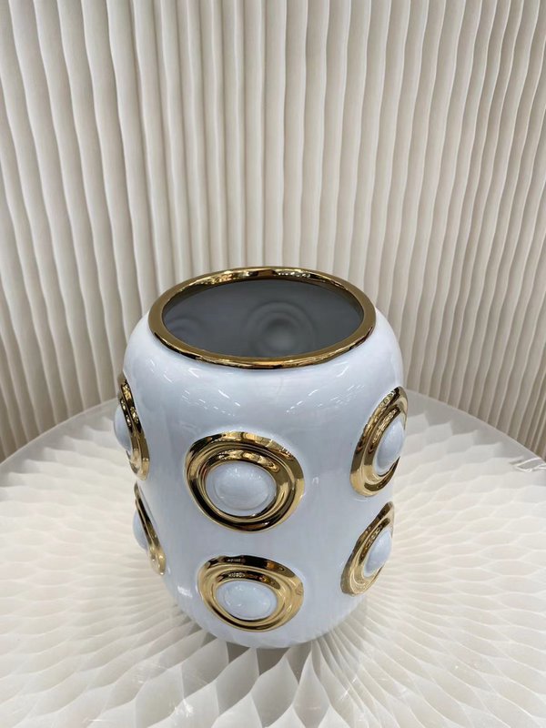 Gyldne 4-cirkel vase (CV11617-14WIT)