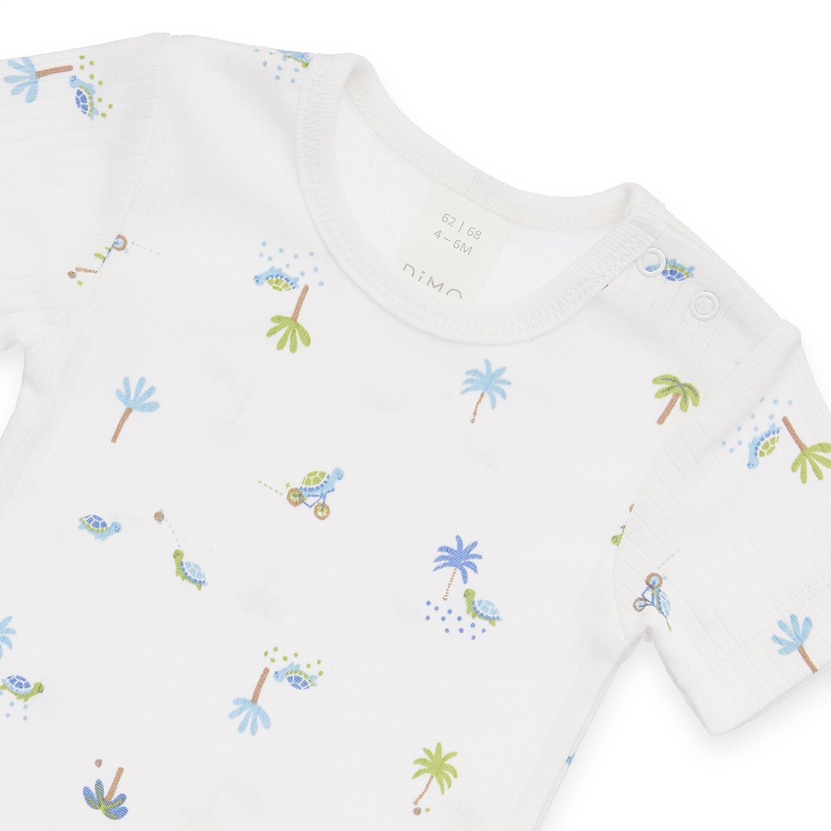 Baby lichaam kort -arm - schildpadden en palmbomen AOP, dropnaald - Offwhite