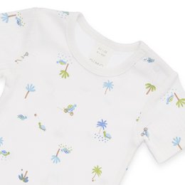Baby lichaam kort -arm - schildpadden en palmbomen AOP, dropnaald - Offwhite