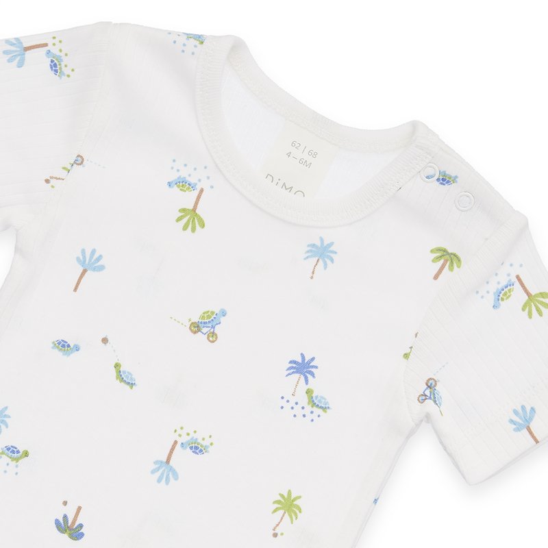 Baby lichaam kort -arm - schildpadden en palmbomen AOP, dropnaald - Offwhite