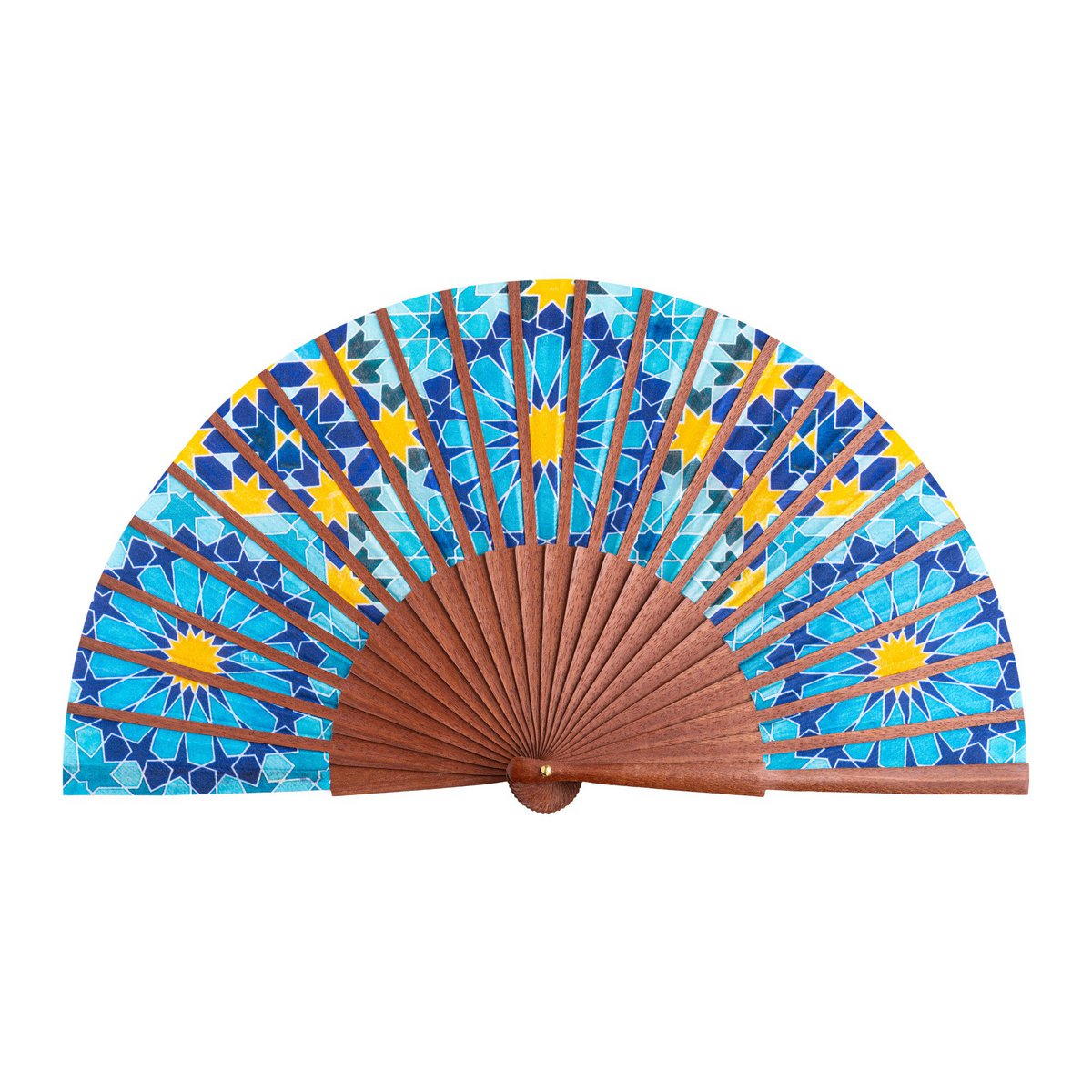 Blaue und goldene Seidenfan geheime Blume