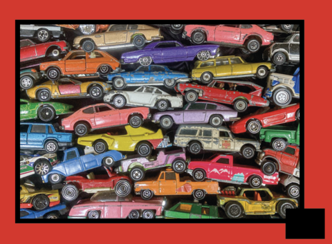 PRE ORDER NOV - Toilettas - vintage speelgoedauto's