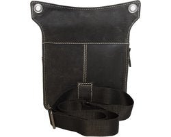 Hip bag - Black leather for the engine with extra compartment