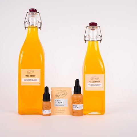 Biologische collageenversterkende gezichtsolie met koffie, rozenbottel + jojoba - 1L bulknavulling