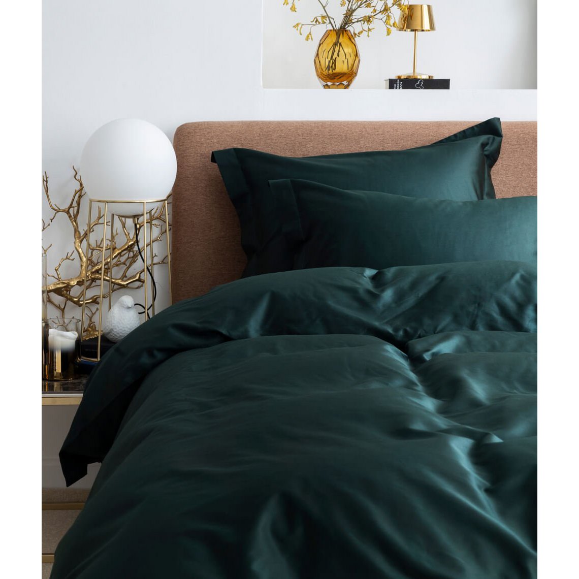 Satin-Bettwäsche-Set Solid Royal Green