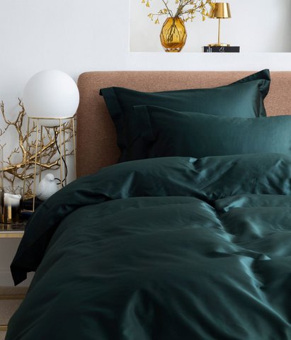 Satijnen beddengoedset Solid Royal Green