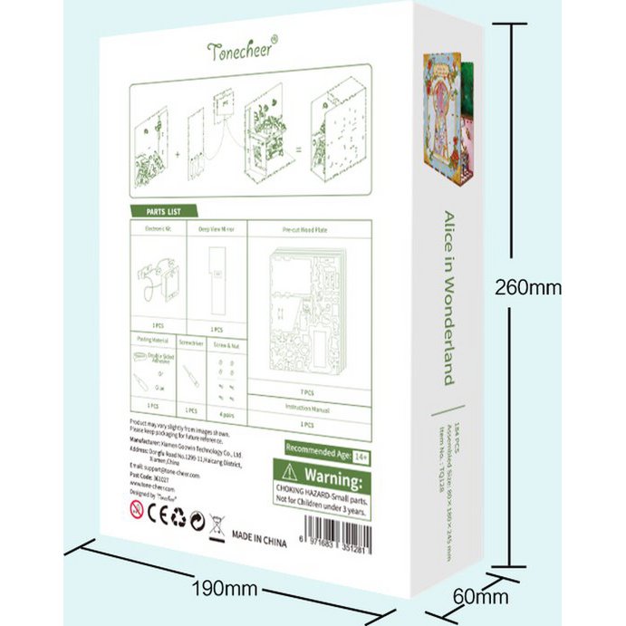 Tonecher, DIY Book Nook, Alice in Wonderland Bookend, TQ128, 18x8x24,5 cm