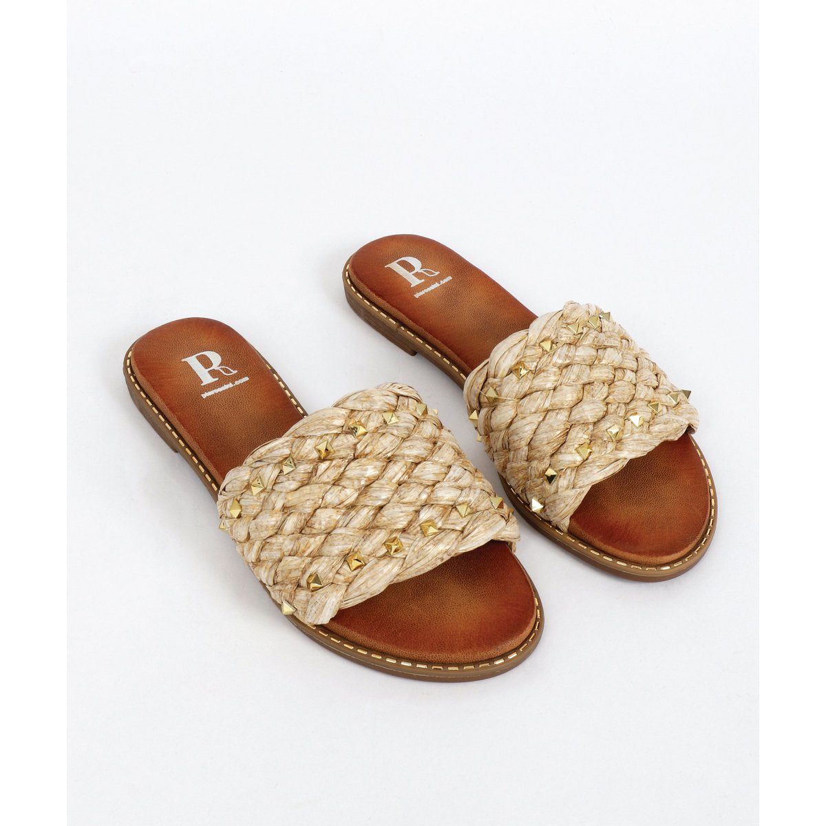 Sol - Sandales mules en paille ornées