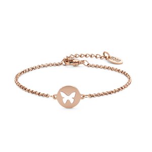 Rosegold ion Plated Stainless Steel Bracelet with Butterfly Pendant