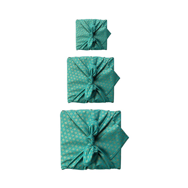 Confezione regalo in tessuto Furoshiki - Confezione da 3 pezzi su un lato