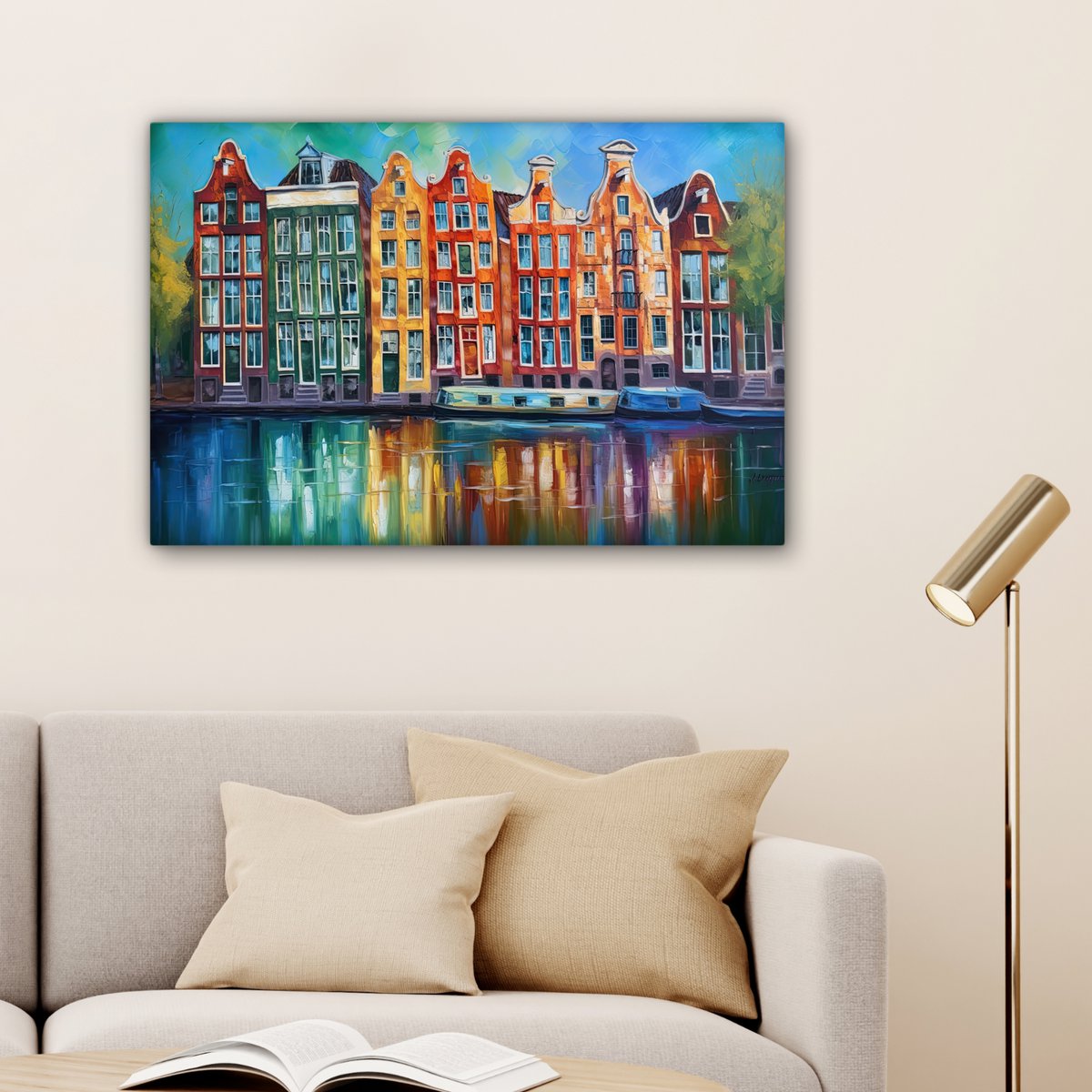 Peinture sur toile - Décoration murale Amsterdam - Huile - GRAISE - Peinture - Art - Décoration murale Salon - Décoration de la chambre - Accessoires de chambre - Paintes de toile