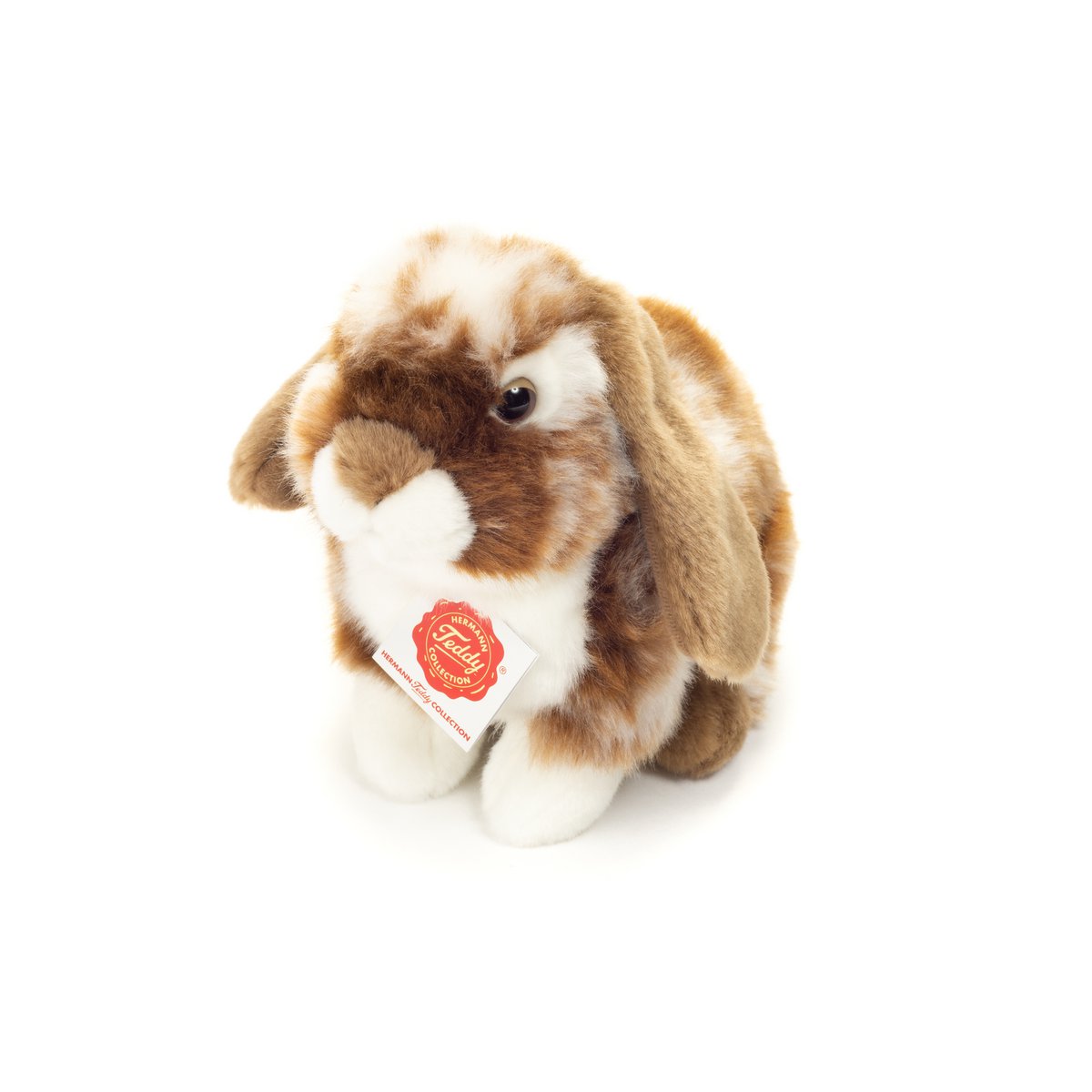 Rabbit sitting dark brown white spotted 20 cm - plush toy - stuffed animal