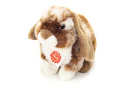 Konijn zittend donkerbruin wit gevlekt 20 cm - knuffel - knuffeldier