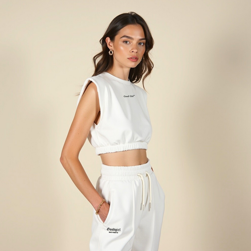 Statement Crop Tee "IF I GO TO HELL" - Weiss