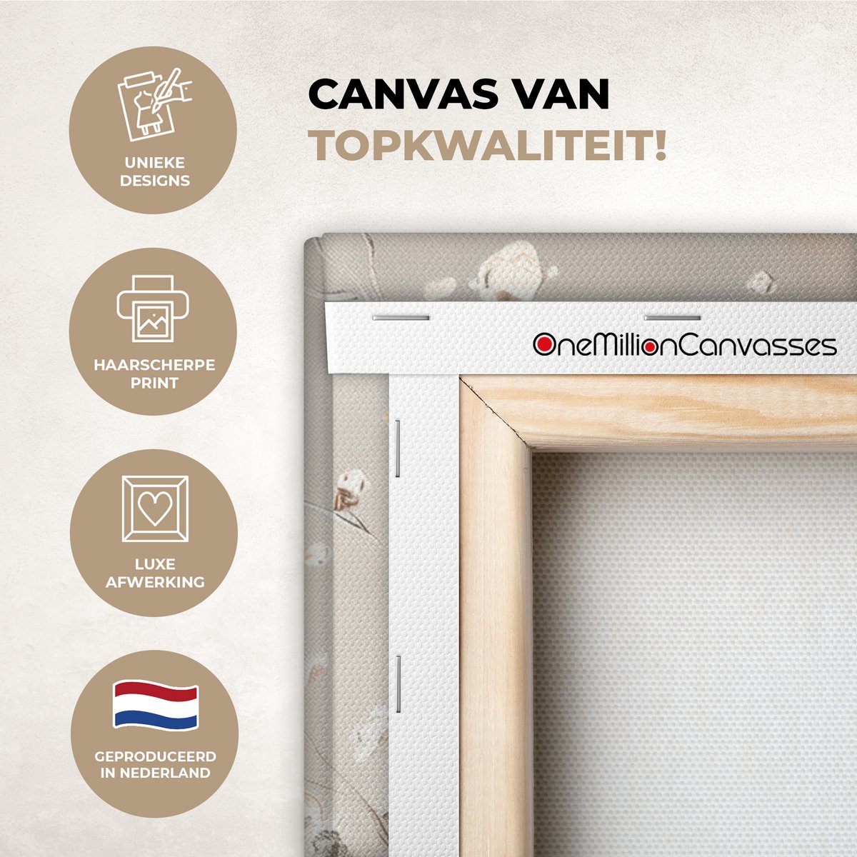 Canvas schilderij  - Wanddecoratie Bloemen - Natuur - Wit - Bloesem - Abstract - Muurdecoratie woonkamer - Slaapkamer decoratie - Kamer accessoires - Schilderijen op canvas